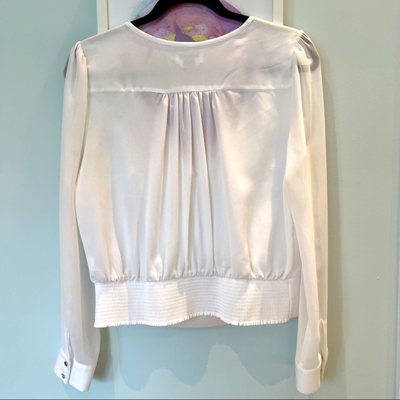 Bebe Sheer Sleeve White Blouse - Size M - Picture 2 of 10